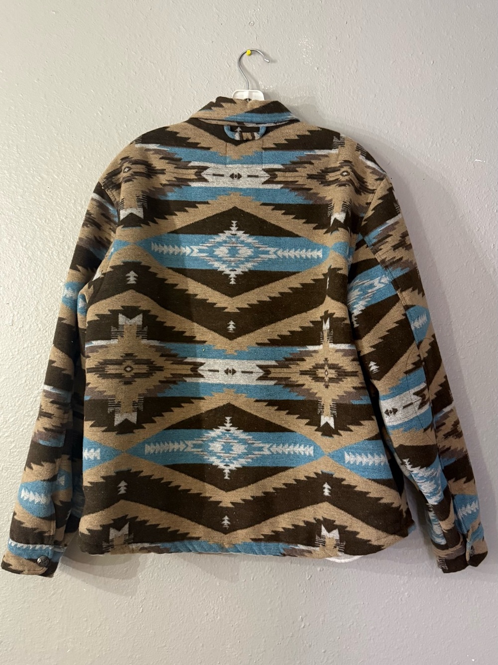Patrol Aztec Print Sherpa-Lined Jacket in Tan & Blue - Picture 3 of 4